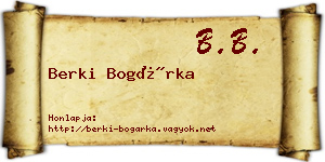 Berki Bogárka névjegykártya